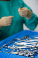 Hospital and health. Operating room. Nurse at work. Haiti.