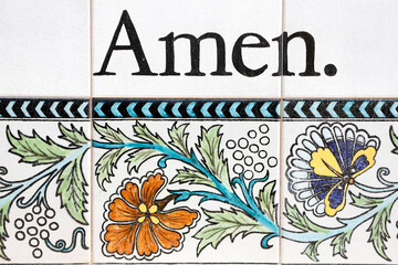 Amen. The Lord's Prayer. Church of the Pater Noster.   Jerusalem. Israel.