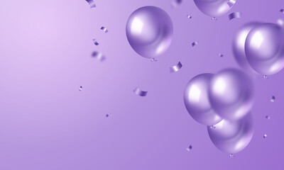 Banner template vector background design purple 3d balloon beautiful illustration
