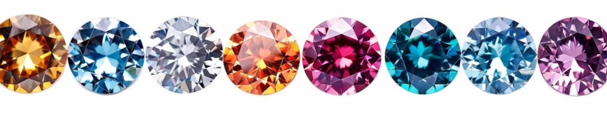 Set of color gem stones set on transparent background as a png element
