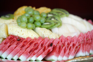 Restaurant buffet. Selection of fresh fruits. Qatar.