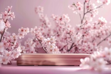 Cherry Blossom Display with Wooden Stand