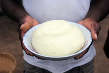 Traditional african meal. Cassava.  Togo.