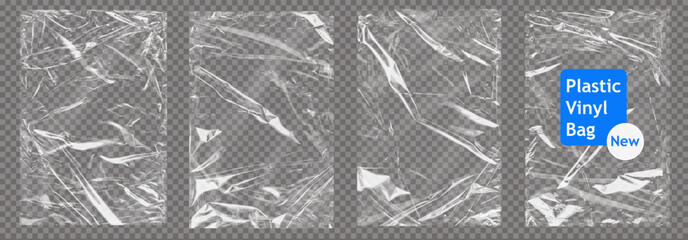 Transparent Plastic Vinyl Bags for Packaging and Storage. Vector illustration