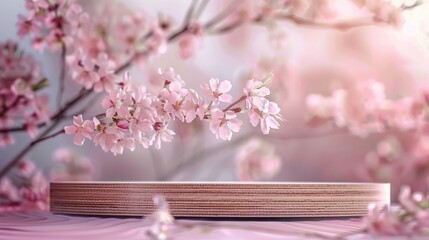 Cherry Blossom Display with Wooden Stand