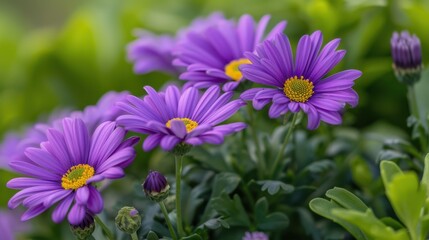 The purple daisies in bloom