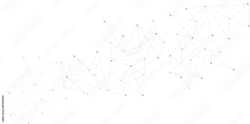 Poster Grey graphic background dots with connections technologies and sharing data as abstract concept.