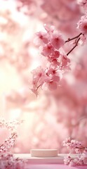 Cherry Blossom Display with Wooden Stand