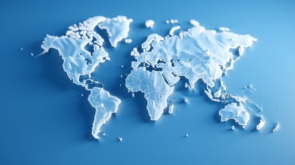 Minimalistic 3d earth map on soft blue gradient background for a simplified world representation