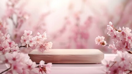 Cherry Blossom Display with Wooden Stand