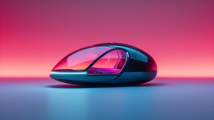Sleek Futuristic Escape Pod with Neon Lights in Starry Expanse