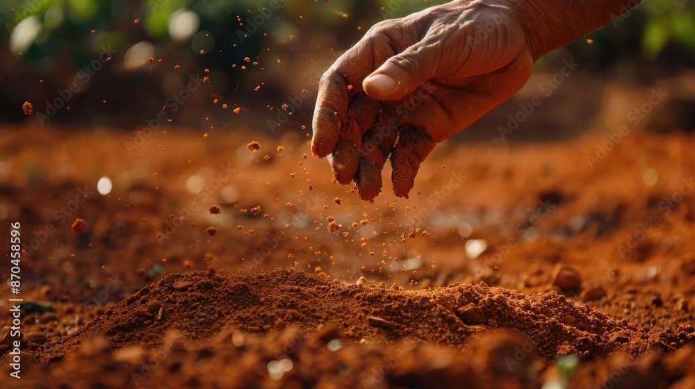 Canvas Prints the hand scattering soil