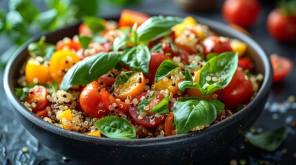 Vibrant Quinoa Tomato Salad with Fresh Basil - Generative AI