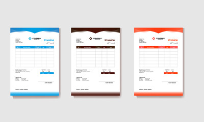 Invoice minimal design template. Bill form business invoice accounting, Professional invoice and letterhead design for corporate office. Creative invoice template vector A4 size.