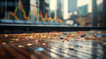 Stock market growth and business investing with financial charts on dark blue background