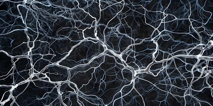 SEM image of myelinated axons in optic nerve showing periodic myelin arrangement. Concept SEM Imaging, Myelinated Axons, Optic Nerve, Myelin Arrangement, Periodic Structure