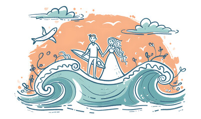 wedding card cartoon illustrator