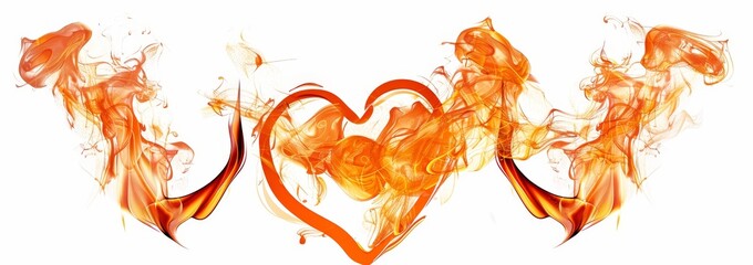 A transparent background is used to set the heart fire effect png element