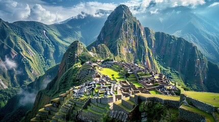 The mountains are covered in lush green trees