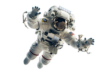 an astronaut in space with arms outstretched
