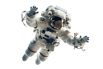 an astronaut in space with arms outstretched