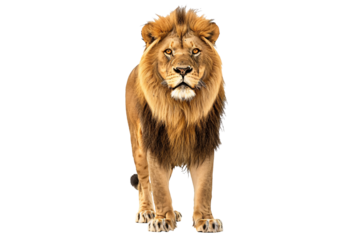 a lion standing on a white background