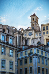 Carmo Convent apse and surrounding buildings, seen from Rossio Square, Lisbon.
