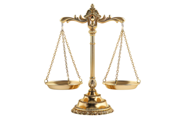 a gold scale with a white background