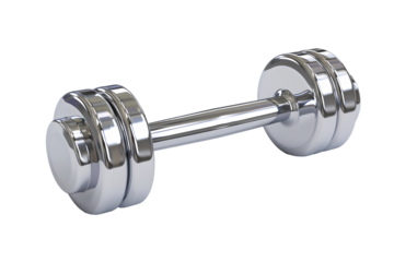 a silver dumbbell with a long handle
