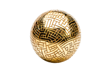 a gold ball with a pattern on it