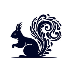 vector squirrel black silhouette icon design illustration template