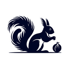 vector squirrel black silhouette icon design illustration template