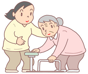 介護のイラスト - 立ち上がりサポート・立ち上がり介助・介助バー・介護用品
