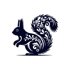 vector squirrel black silhouette icon design illustration template