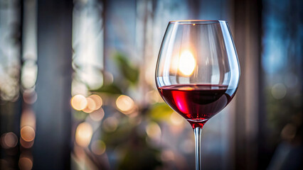 A glass of red wine rests on a table, ready to be enjoyed at a dinner party
