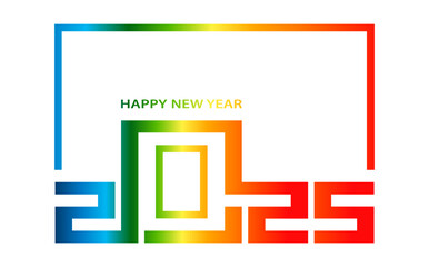 Happy New Year 2025, festive pattern on color background