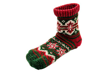 a red and green sock
