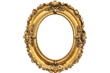 a gold oval frame with a white background