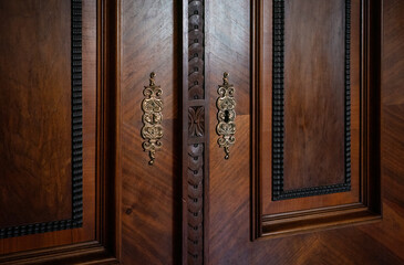 the old wooden cabinet doors