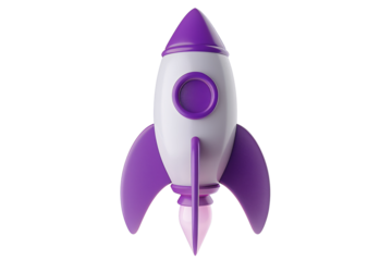 a purple and white toy rocket