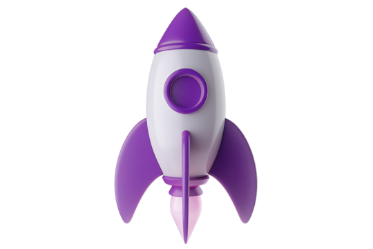 a purple and white toy rocket
