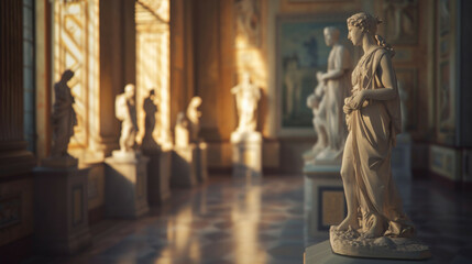 Fototapeta premium The Sculpture Museum. There are many statues in one hall. Museum of Art and Culture