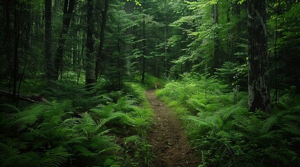 Fototapeta premium Each step upon the forest path is a journey into the unknown, a communion with nature's mysteries.