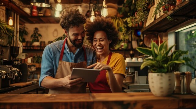 The happy cafe coworkers