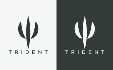 Minimalist trident logo. Modern abstract trident logo