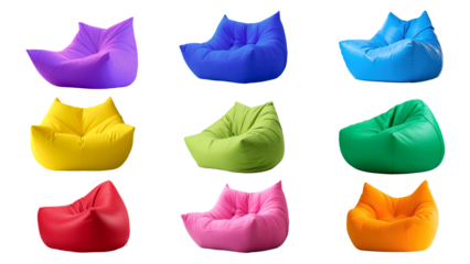 Colorful beanbags png element set, transparent background
