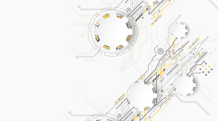 Abstract technology background. Cogwheels ART theme.  Hand drawn Vector illustration