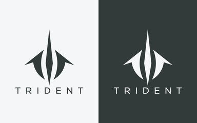 Minimalist trident logo. Modern abstract trident logo