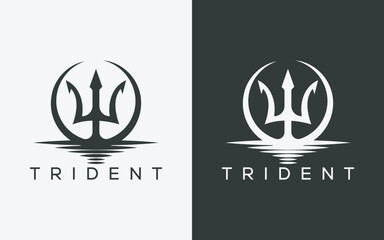 Minimalist trident logo. Modern abstract trident logo