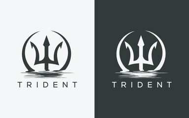 Minimalist trident logo. Modern abstract trident logo